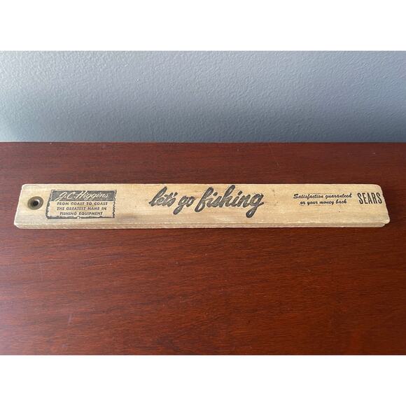 1957 Illinois Fish Laws 18" Folding Wood Ruler Sears Roebuck 'Lets Go Fishing' - Picture 2 of 13